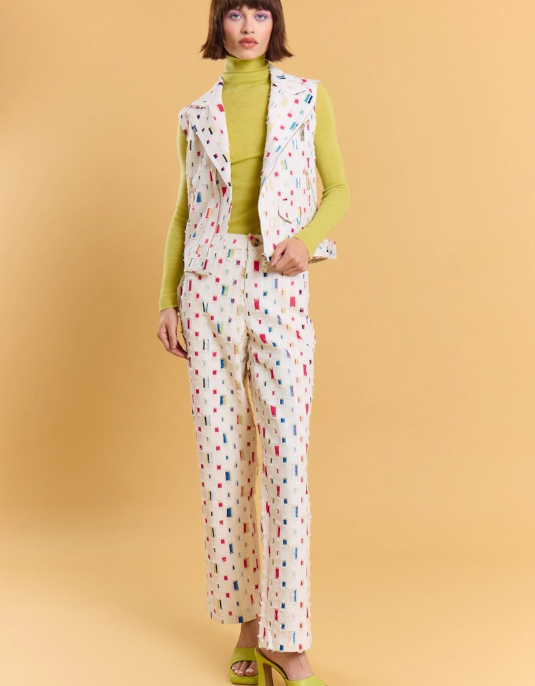 Eco Cotton Denim Geometric Trench Gilet