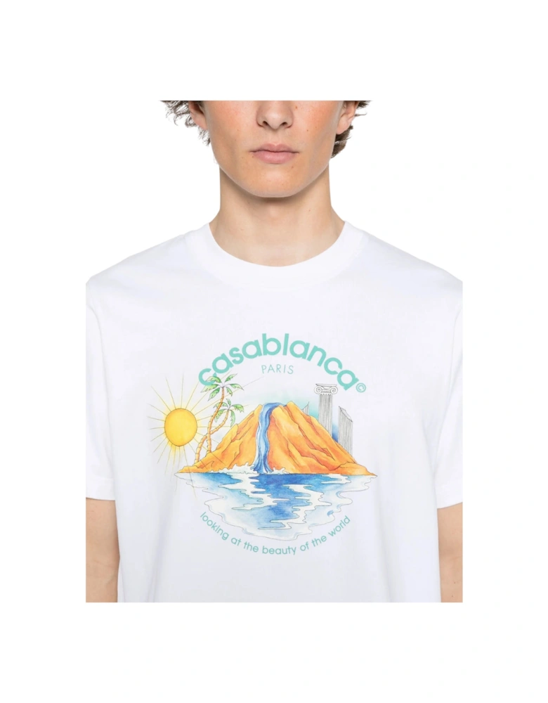 Oasis Printed White T-Shirt
