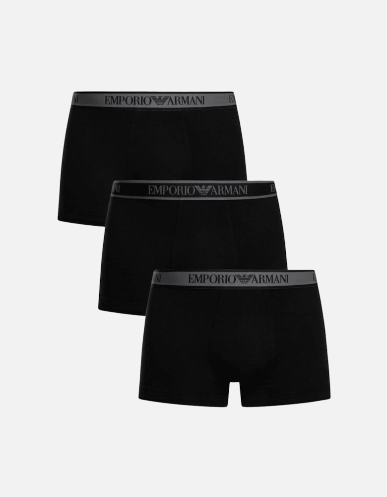 3-Pack Stretch Cotton Triple Black Boxer Trunks