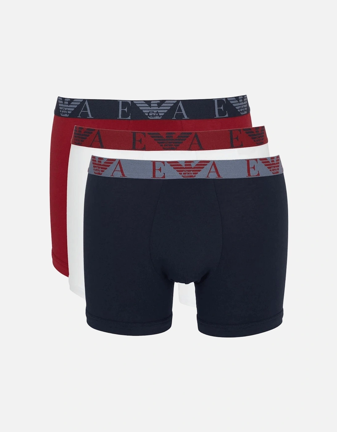 3-Pack Stretch Cotton Red/Navy/White Boxers, 2 of 1