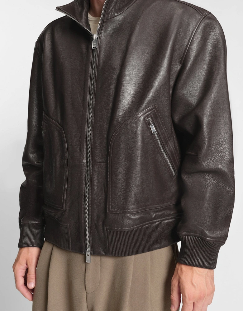 C Mander Leather Jacket Brown