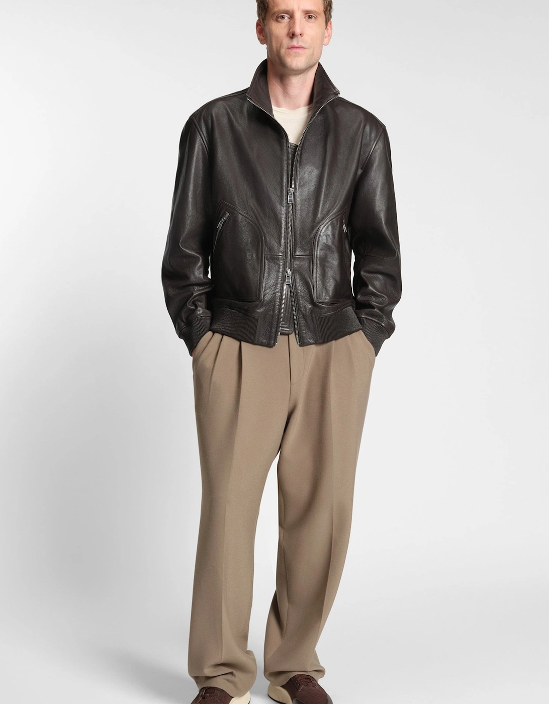 C Mander Leather Jacket Brown
