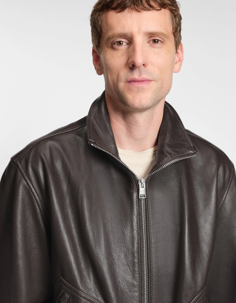 C Mander Leather Jacket Brown
