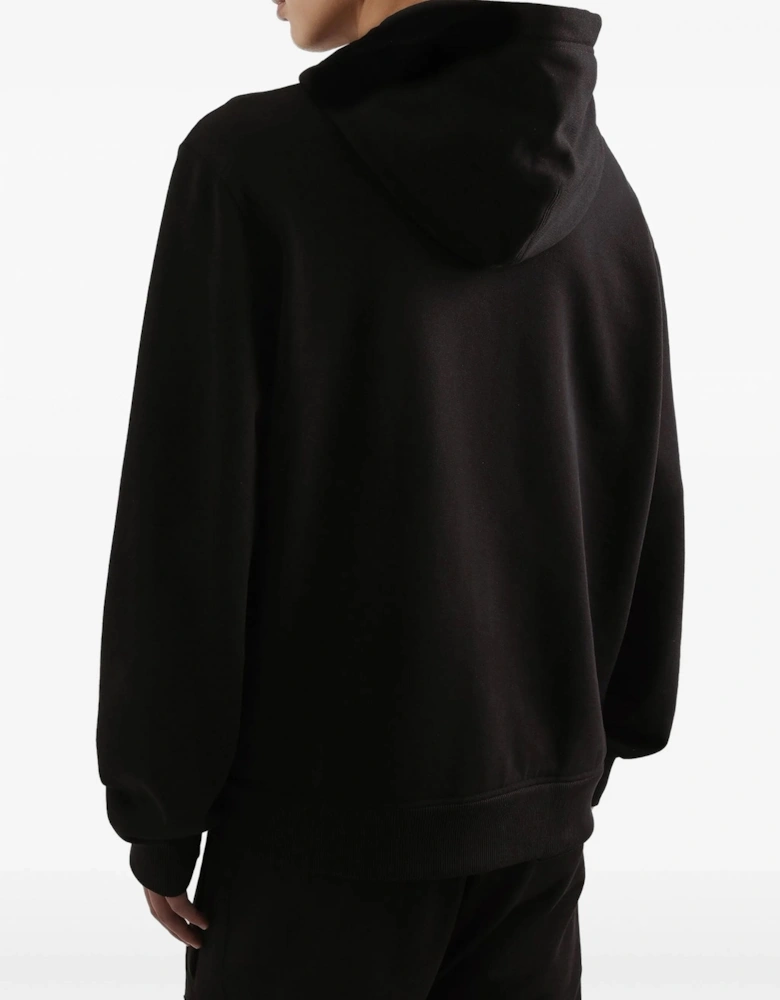 Embellished Logo Zip Hooded Top Black