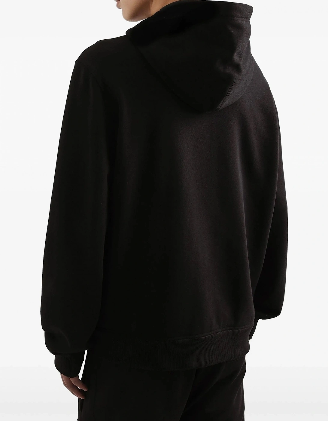 Embellished Logo Zip Hooded Top Black