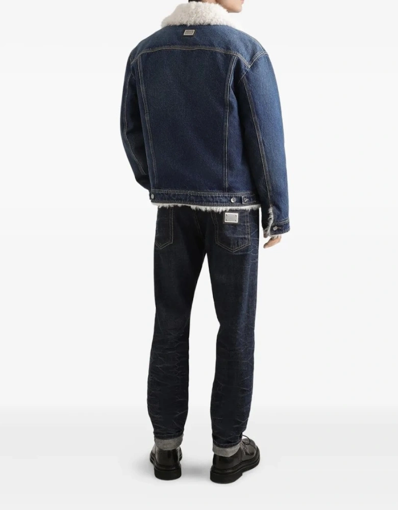 Sherpa Lined Denim Jacket Blue