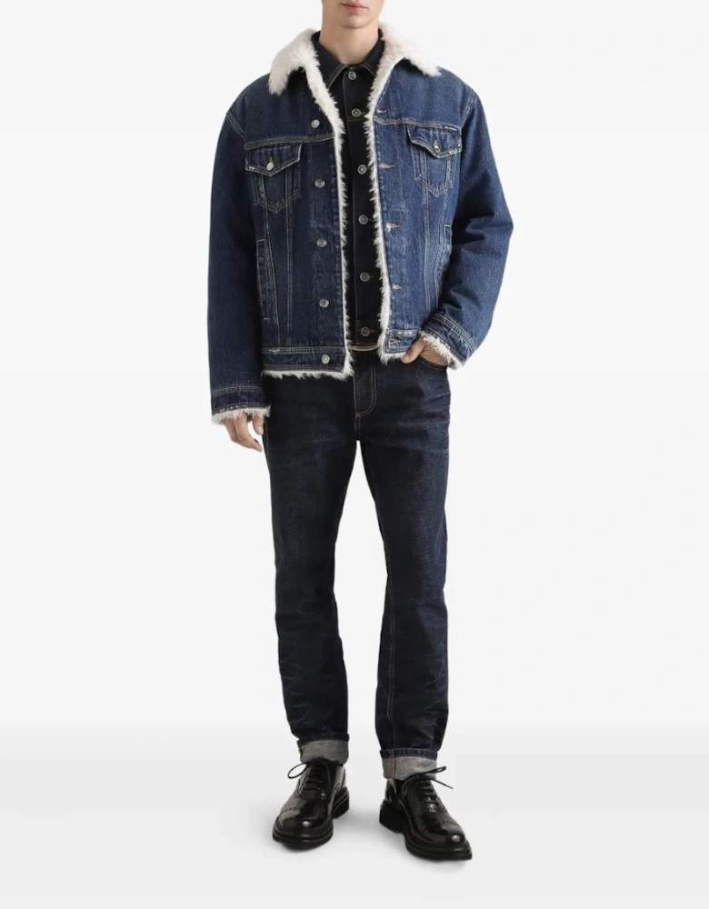 Sherpa Lined Denim Jacket Blue
