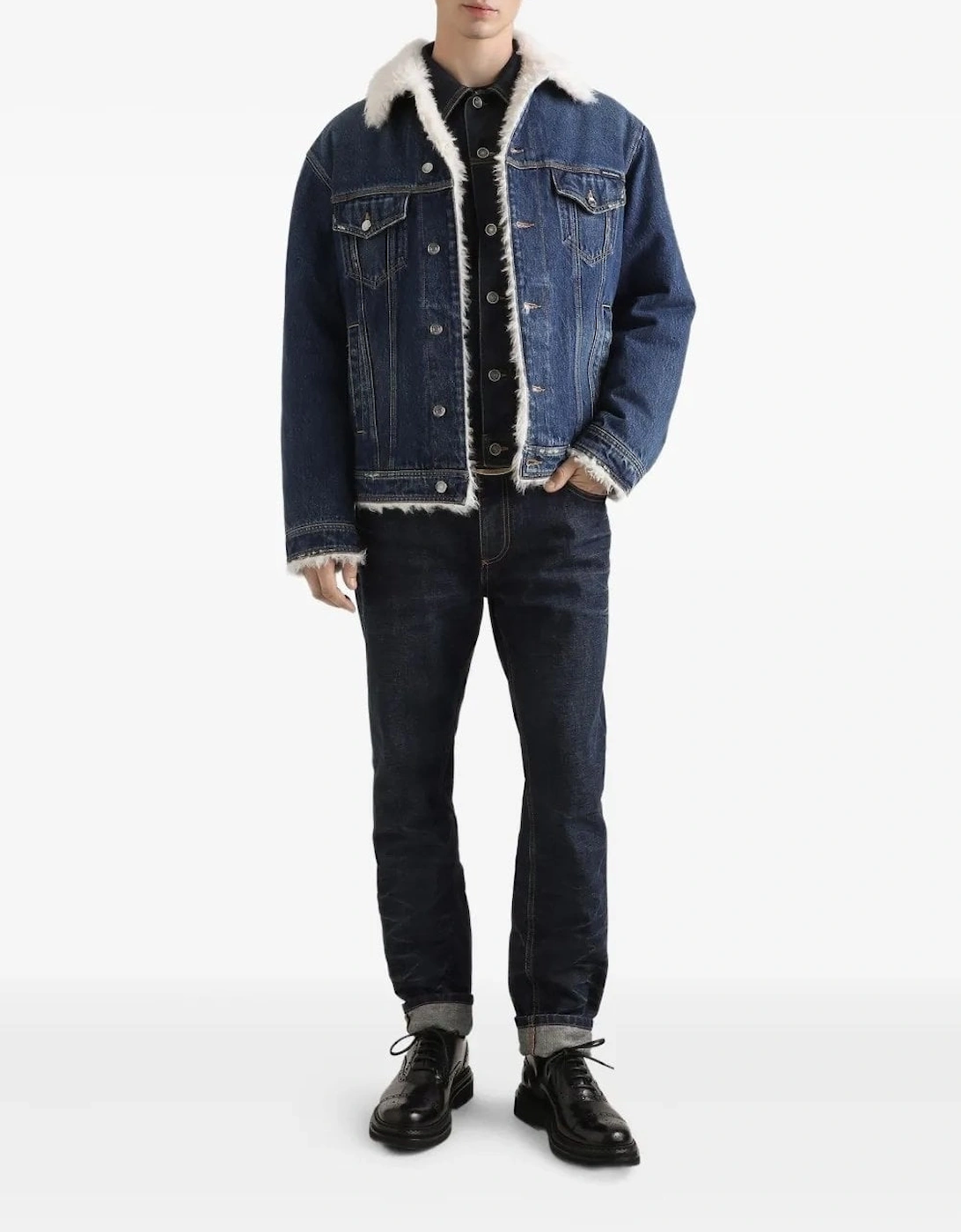 Sherpa Lined Denim Jacket Blue