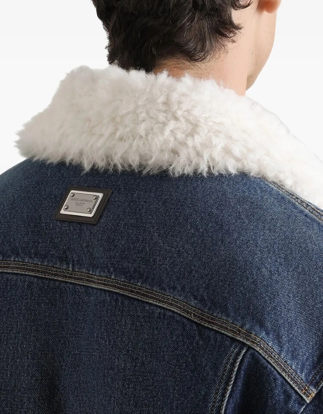 Sherpa Lined Denim Jacket Blue