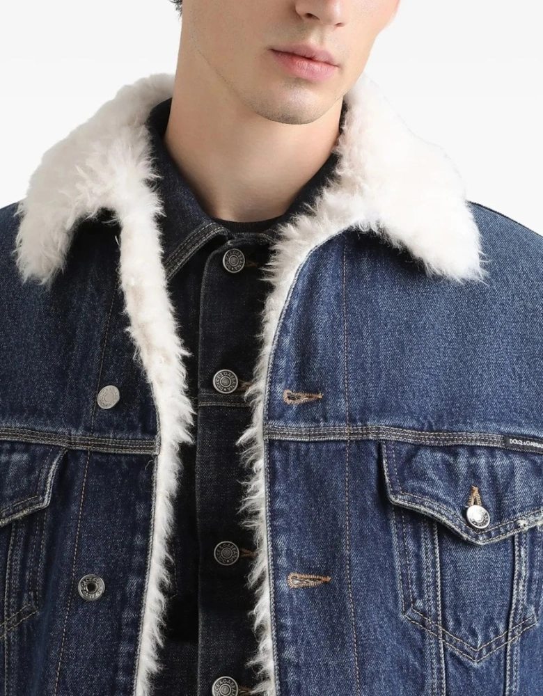 Sherpa Lined Denim Jacket Blue