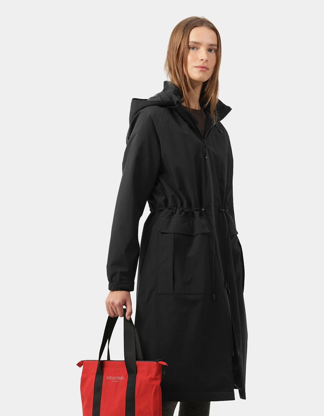 Women's Ilse Jacobsen Thermal Womens Long Parka Raincoat - Black Beauty 002 - Size: UK10 eu36 us8