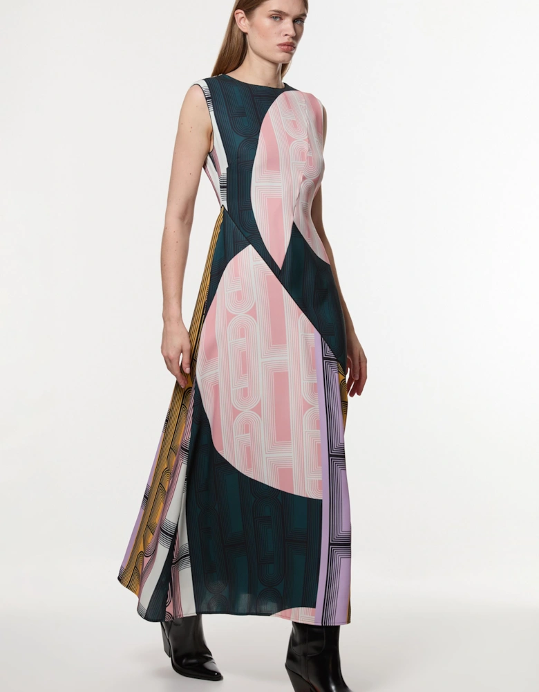 Amelia Graham Petite Soft Tailored Printed Full Midaxi Dress