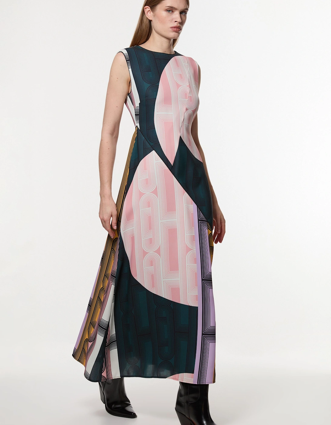 Amelia Graham Petite Soft Tailored Printed Full Midaxi Dress, 2 of 1