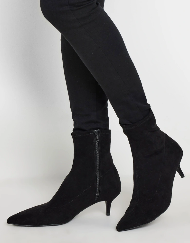 Faux Suede Kitten Heeled Boots