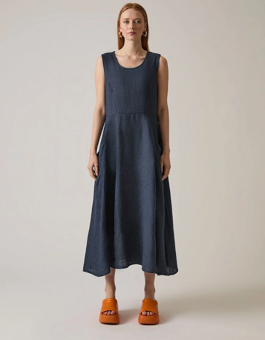 Linen Navy Midi Dress, 2 of 1