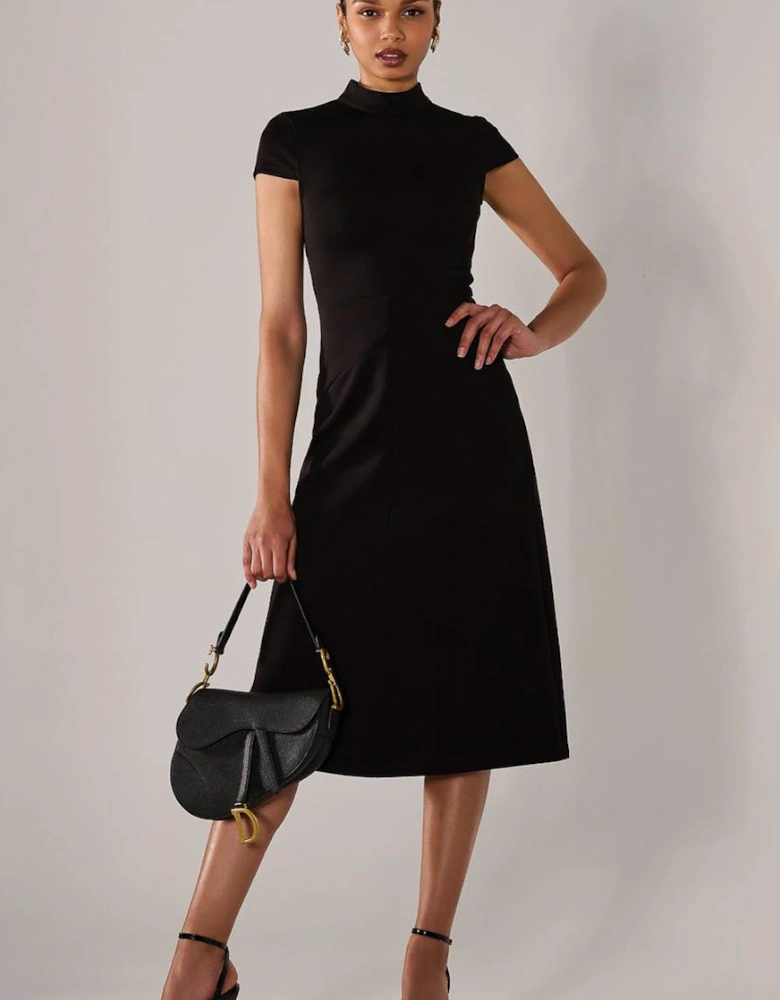 Ponte Cap Sleeve Midi Dress