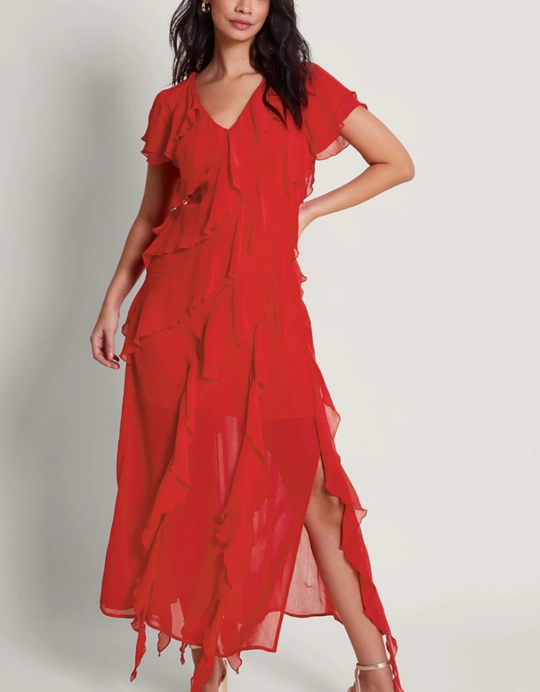 Renata Ruffle Maxi Dress Red