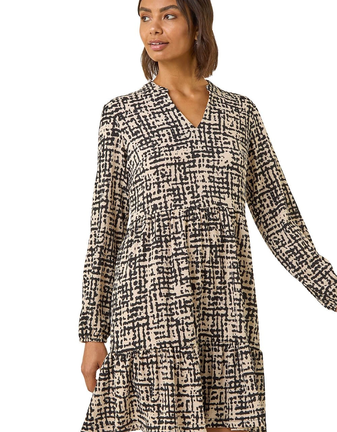 Textured Geo Print Smock Dress, 2 of 1