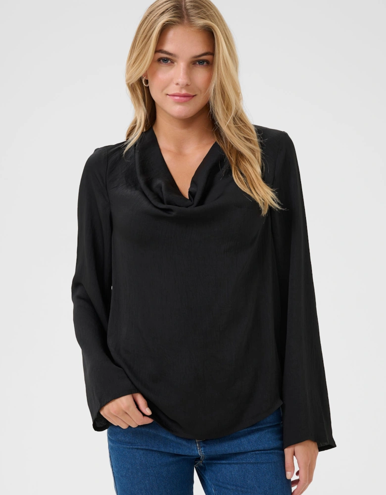 KAariel Cowl Neck Long Sleeve Blouse Plain