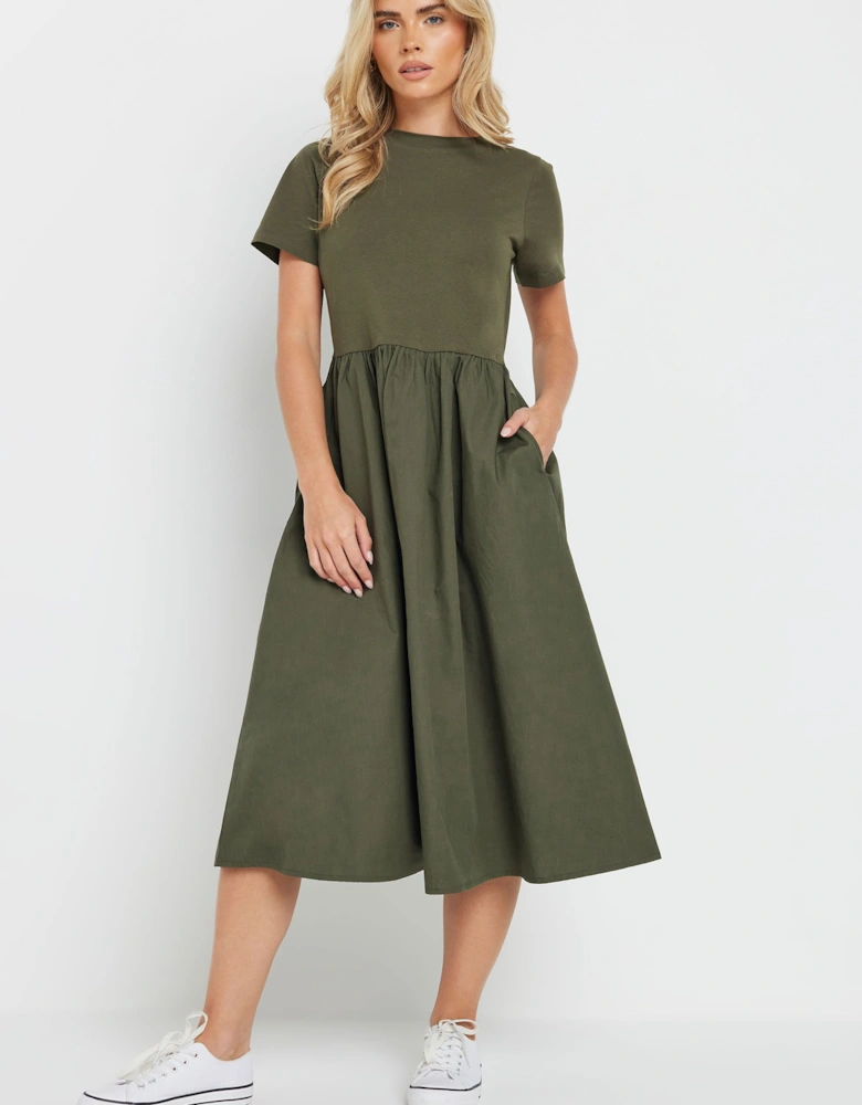 Petite Short Sleeve Cotton Midi Dress
