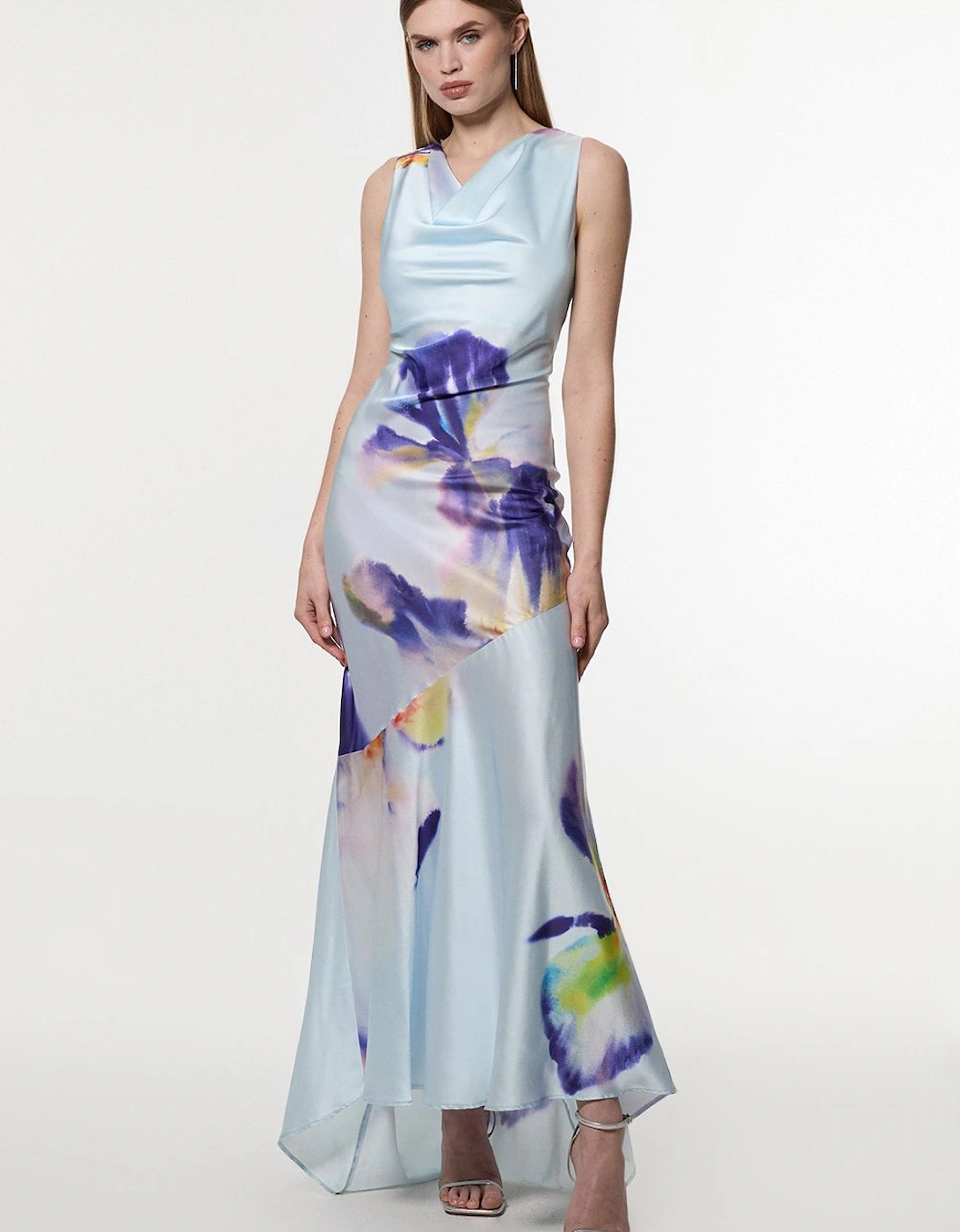 Petite Hammered Satin Cowl Neck Woven Maxi Dress, 2 of 1