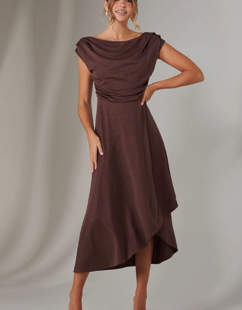 Asymmmetric Draped Midi Dress