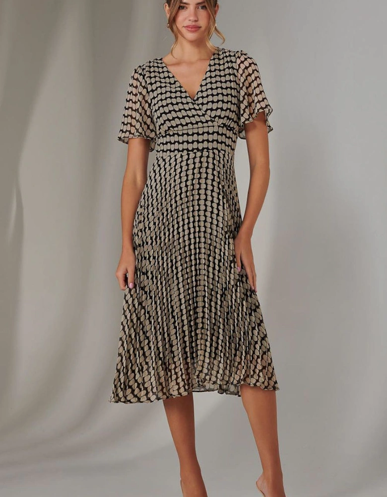 Chiffon Pleated Wrap Midaxi Dress