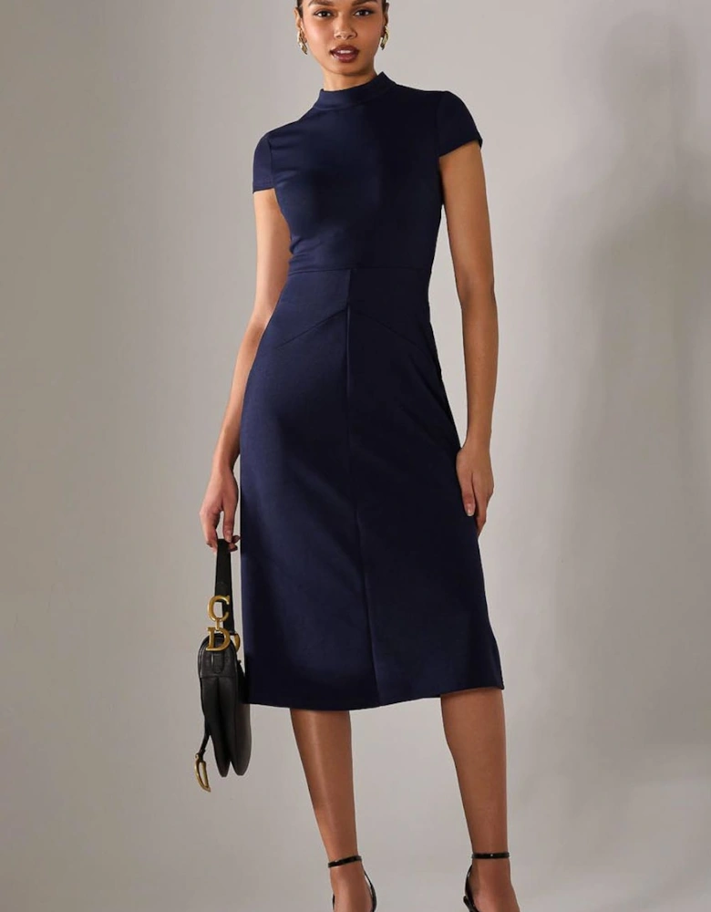 Ponte Cap Sleeve Midi Dress