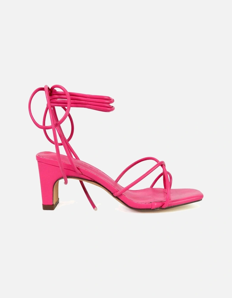 'Atlas' Lace Up Strappy Thin Mid Block Heel Square Toe Sandals