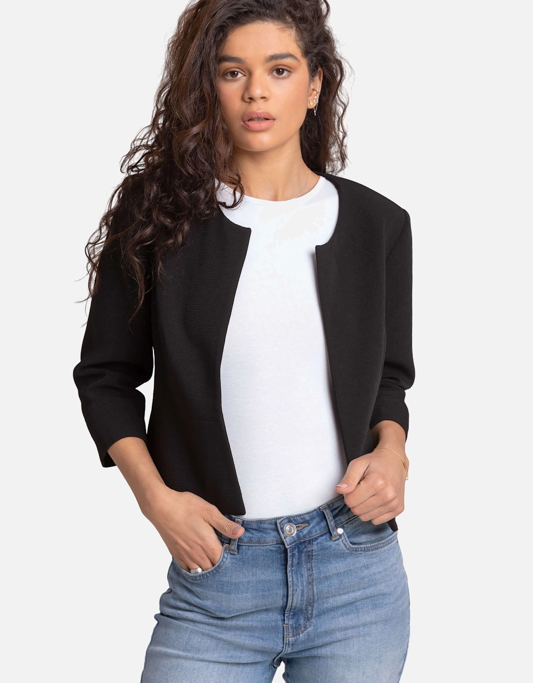 Cropped Bolero Tailored Jaquard Jacket Wedding Shrug Fitted Blazer, 2 of 1