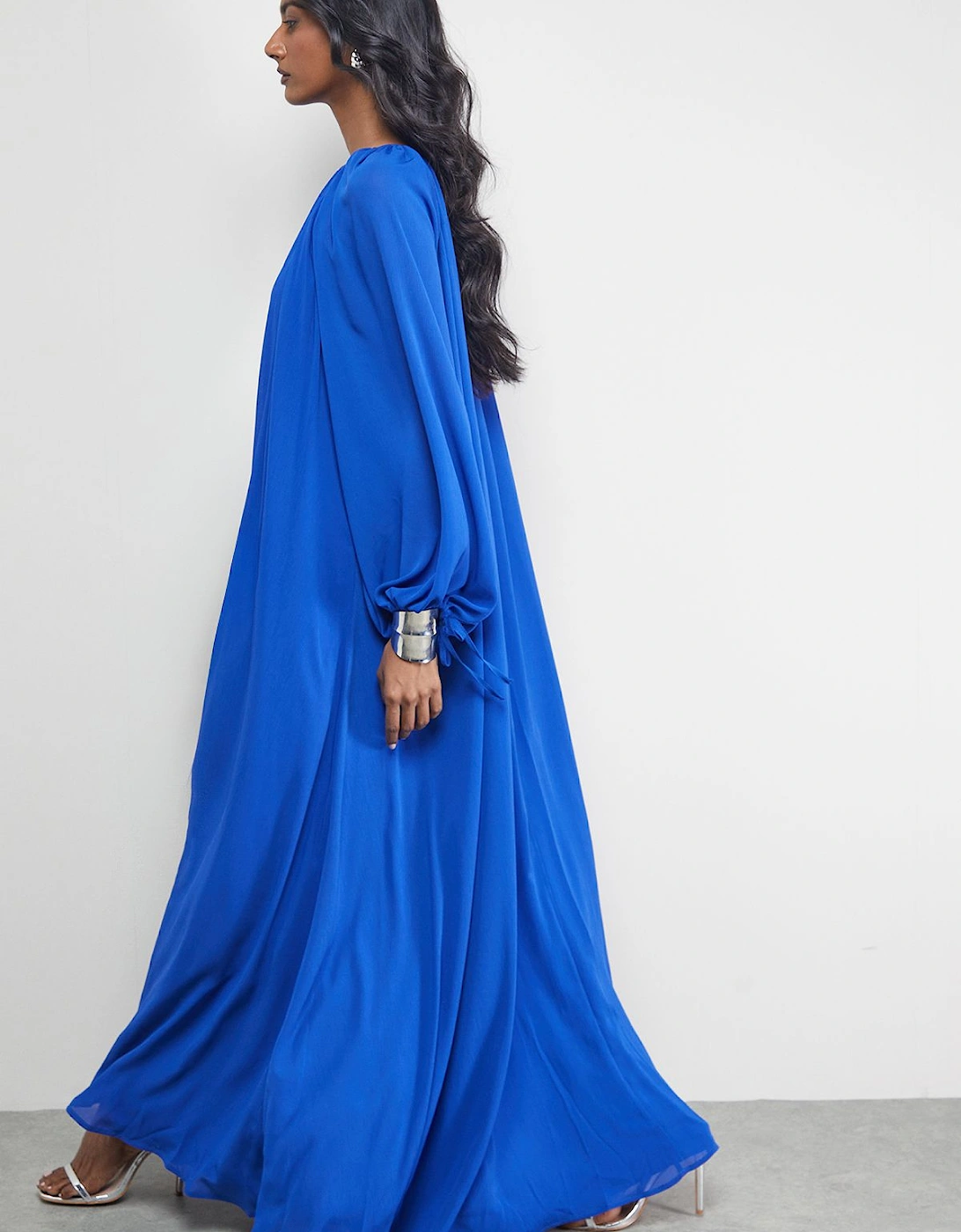 Chiffon High Neck Trapeze Maxi Dress, 2 of 1