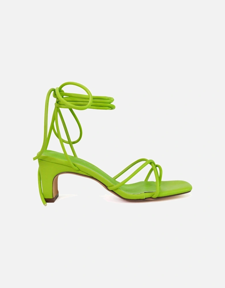 'Atlas' Lace Up Strappy Thin Mid Block Heel Square Toe Sandals