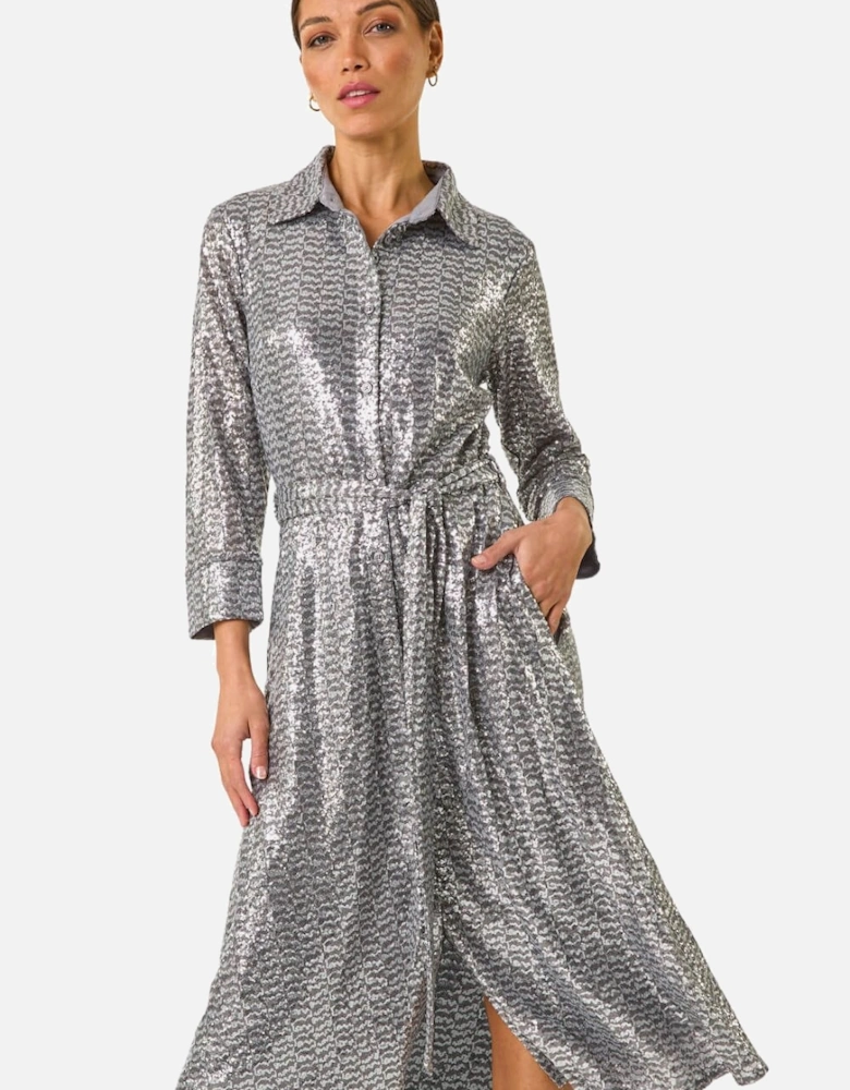 Sequin Shirt Dress
