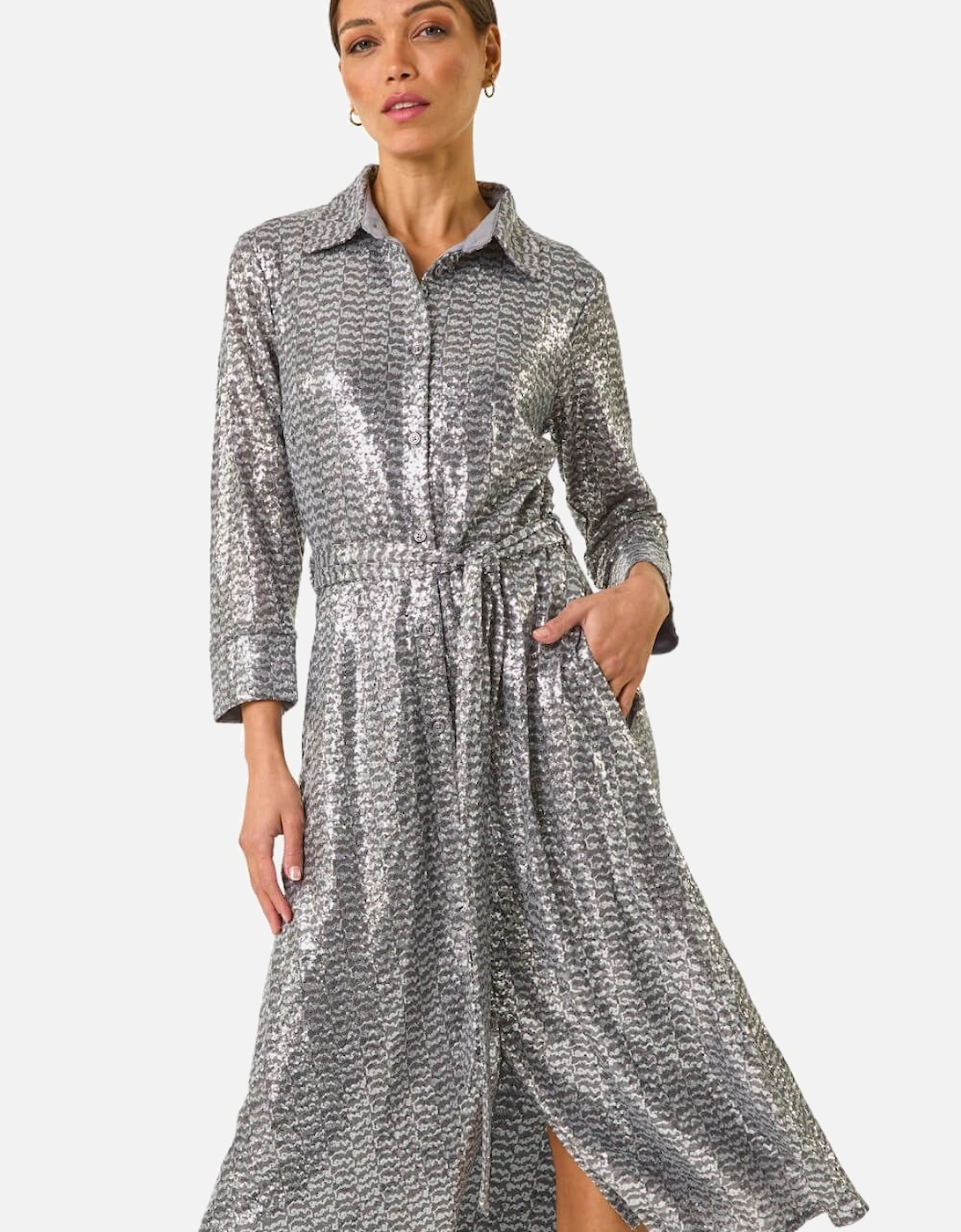 Sequin Shirt Dress, 2 of 1