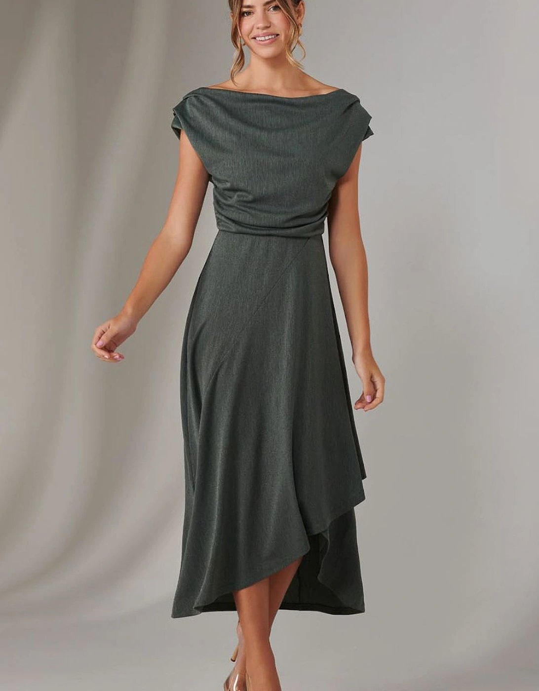 Asymmmetric Draped Midi Dress, 2 of 1