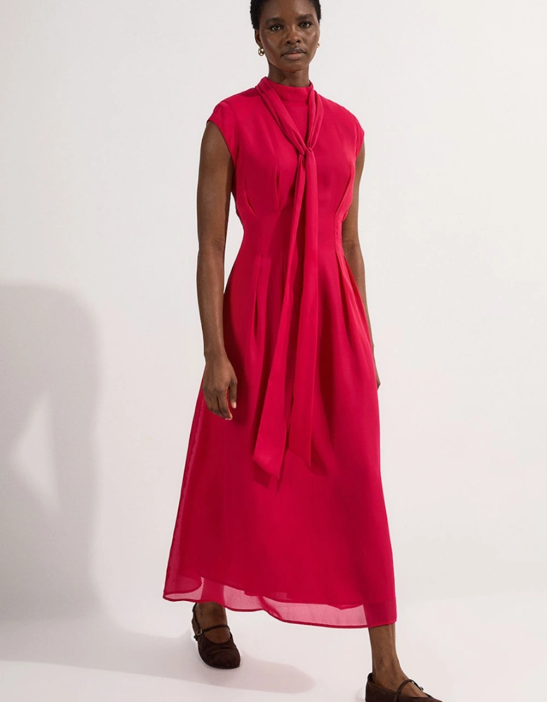 Georgette Woven Sleeveless Pleated Maxi Dress