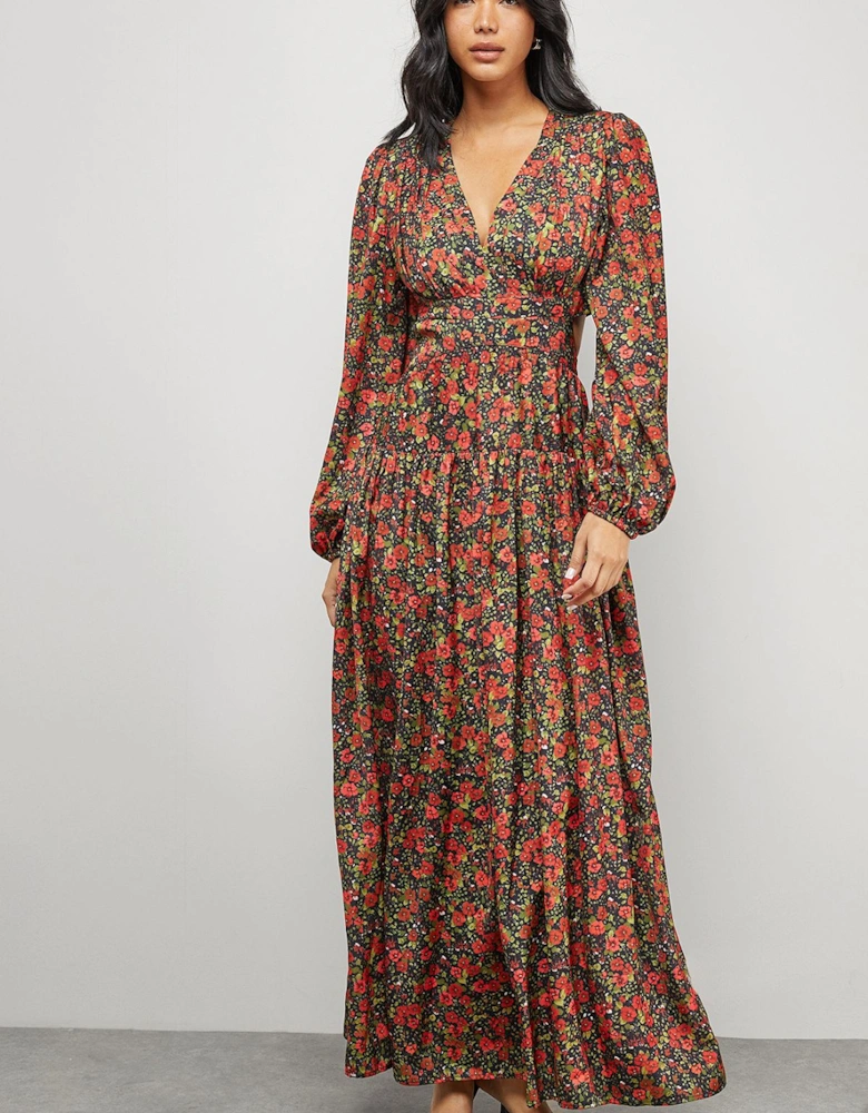 Premium Satin Open Back Maxi Dress