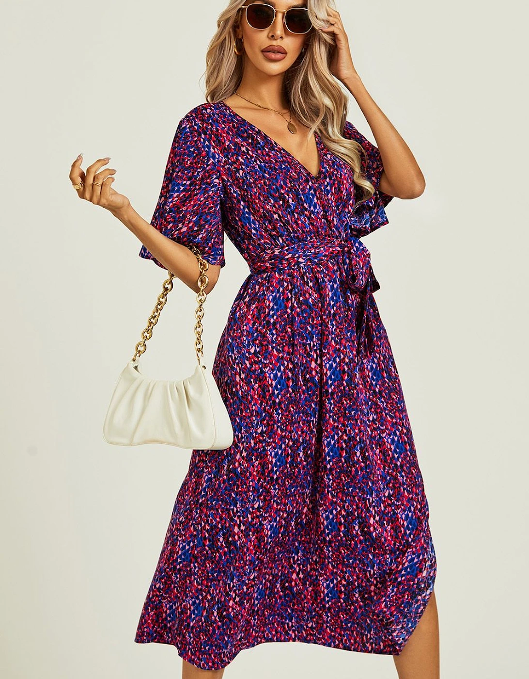Angel Sleeve Wrap Top Midi Dress, 2 of 1