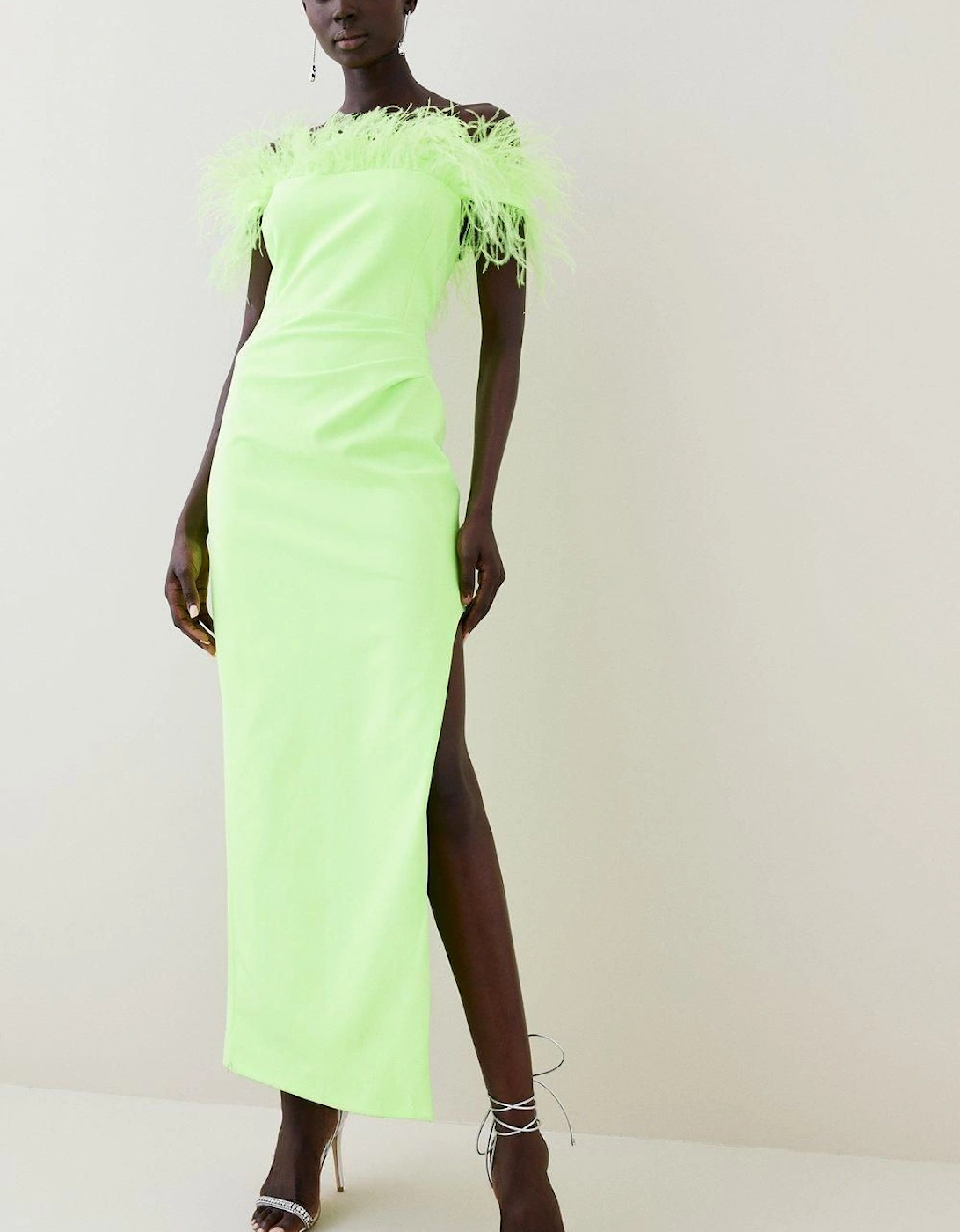 Feather Bardot Stretch Crepe Tailored Maxi Dress, 2 of 1