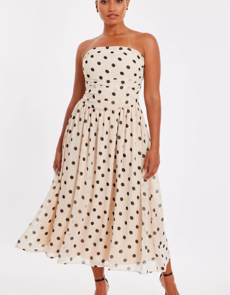 Stone Petite Chiffon Polka Dot Midi Dress