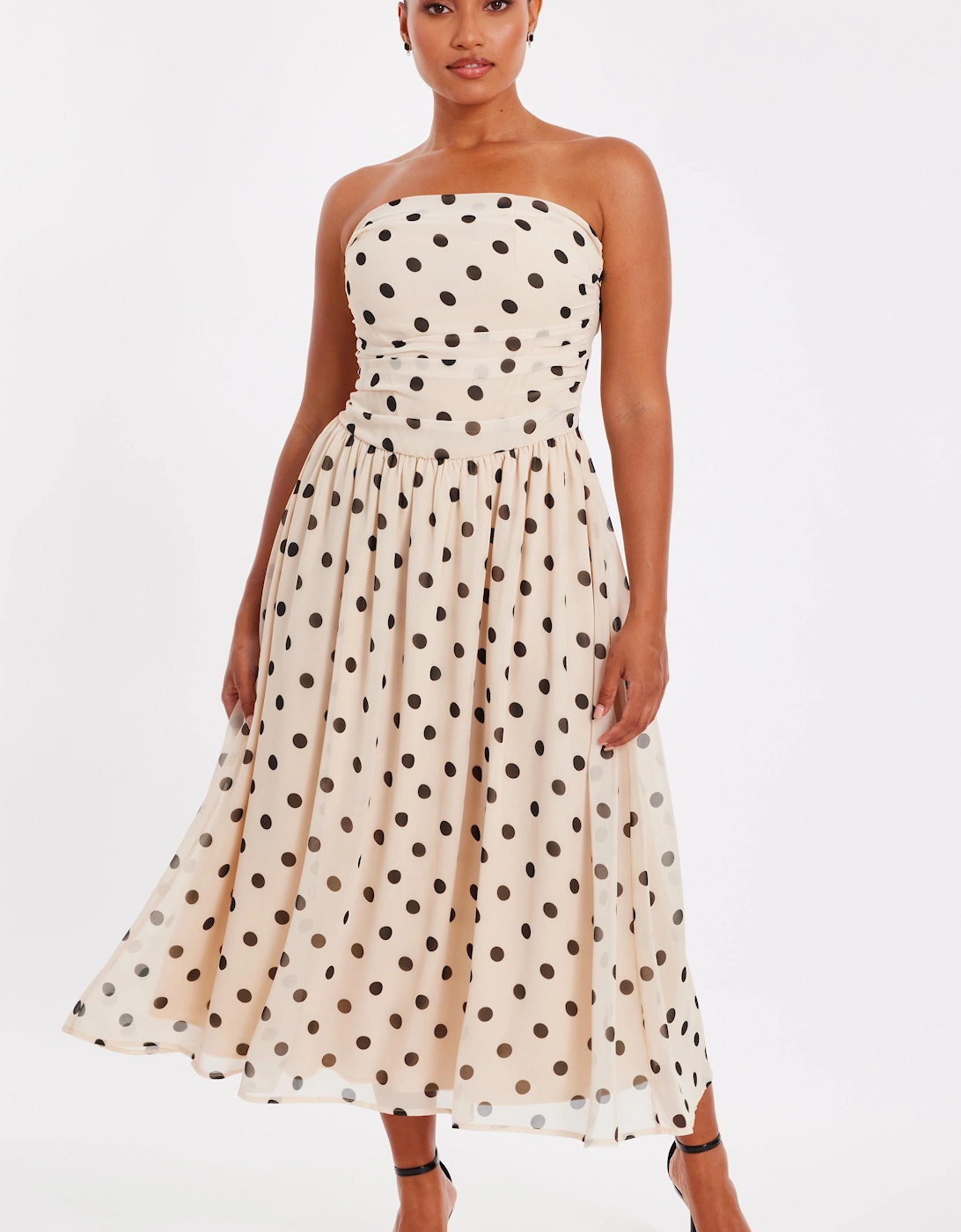 Stone Petite Chiffon Polka Dot Midi Dress, 2 of 1