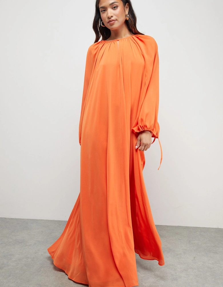 Petite Chiffon High Neck Trapeze Maxi Dress