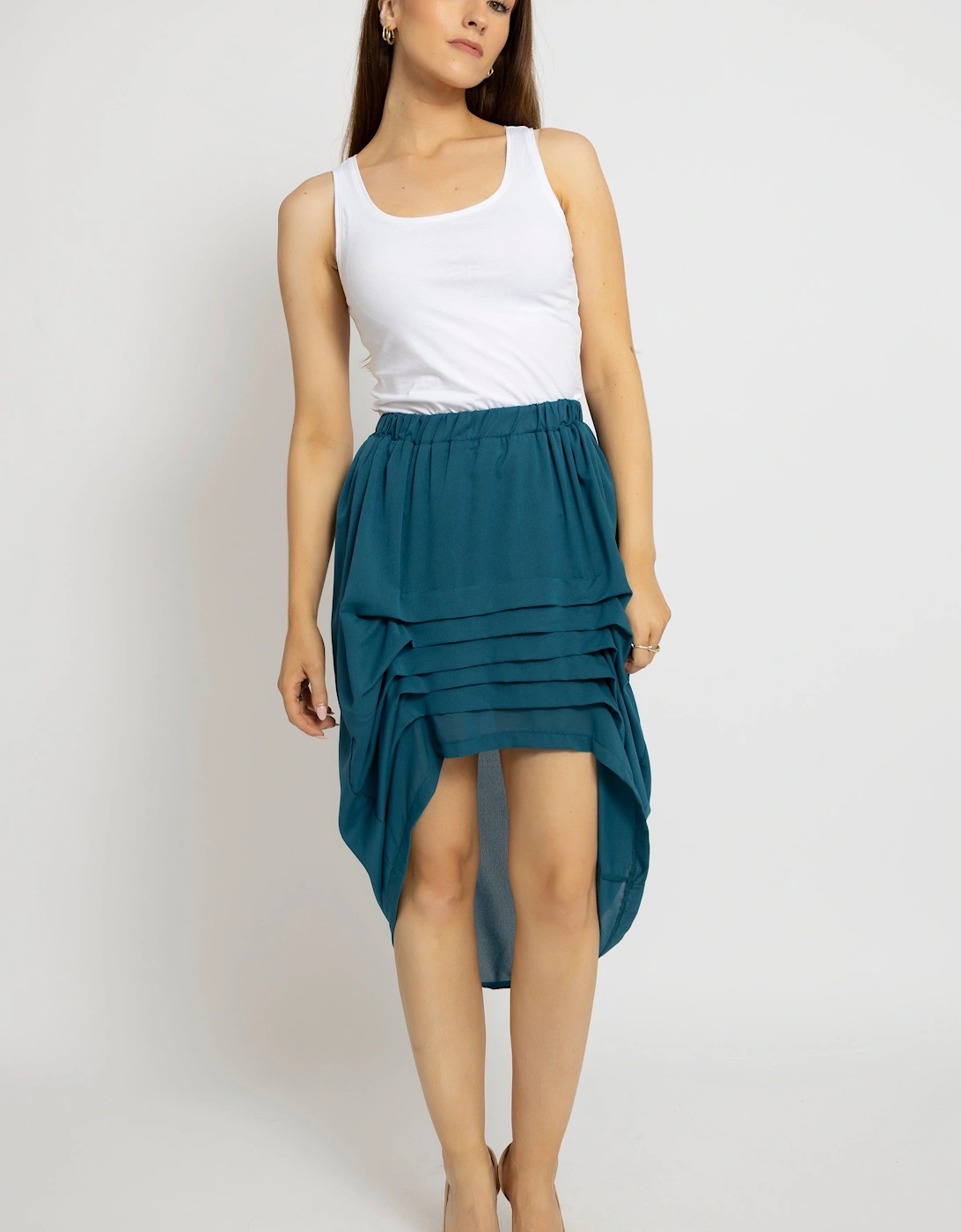 Stylish Pleated Tiered Look Skirt, 2 of 1
