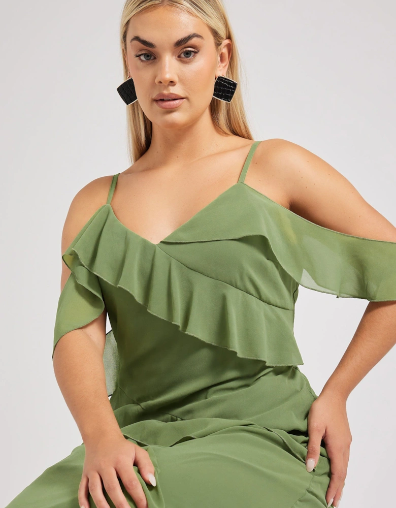 Ruffle Cold Shoulder Dress