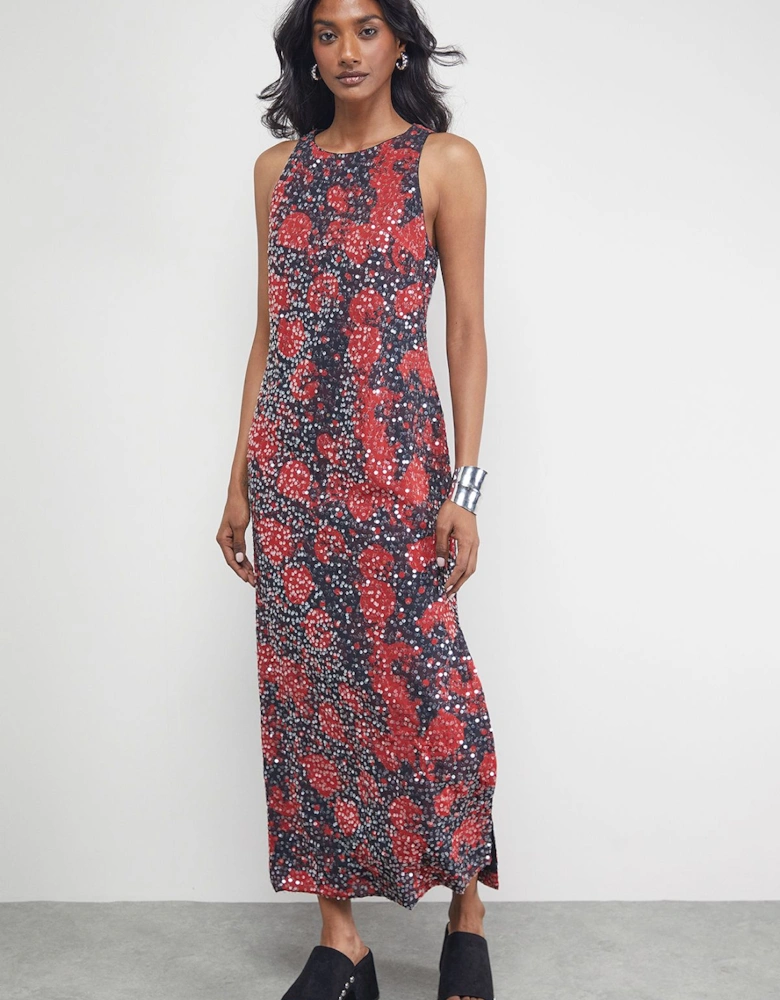 Sequin Embellished Racer Midi Dress