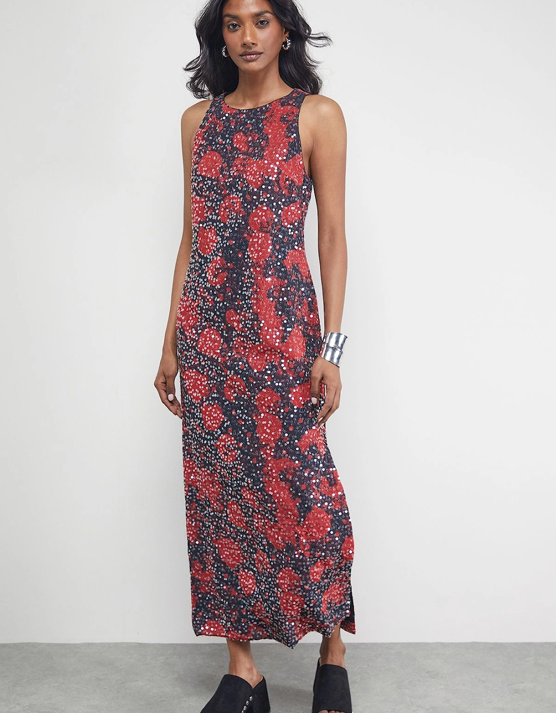 Sequin Embellished Racer Midi Dress, 2 of 1