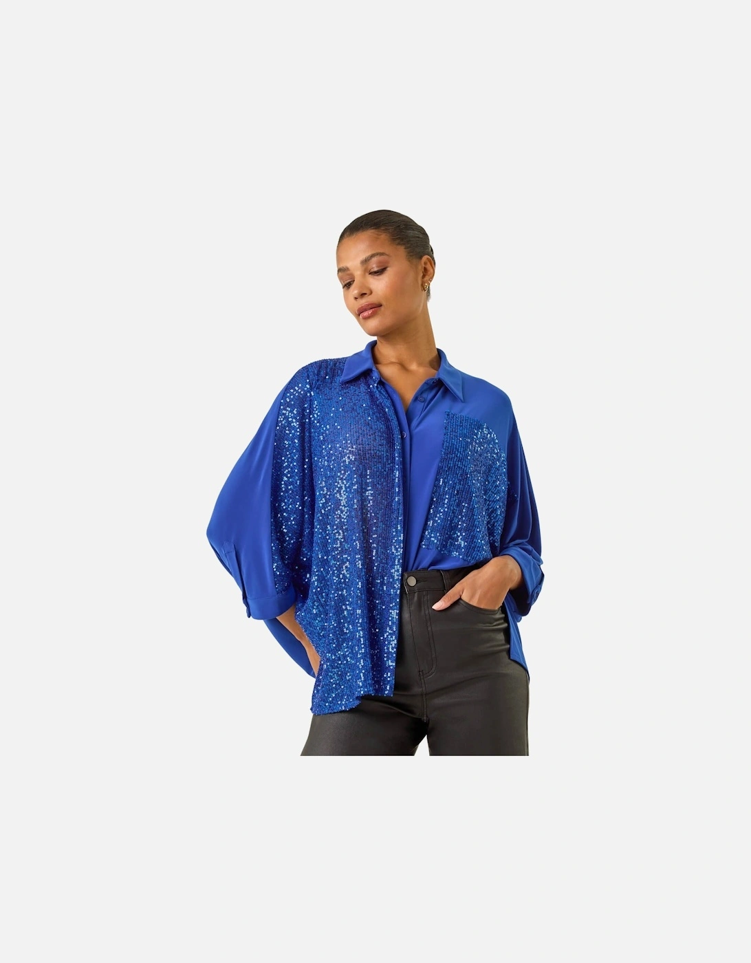 Sequin Buttoned Blouse, 2 of 1