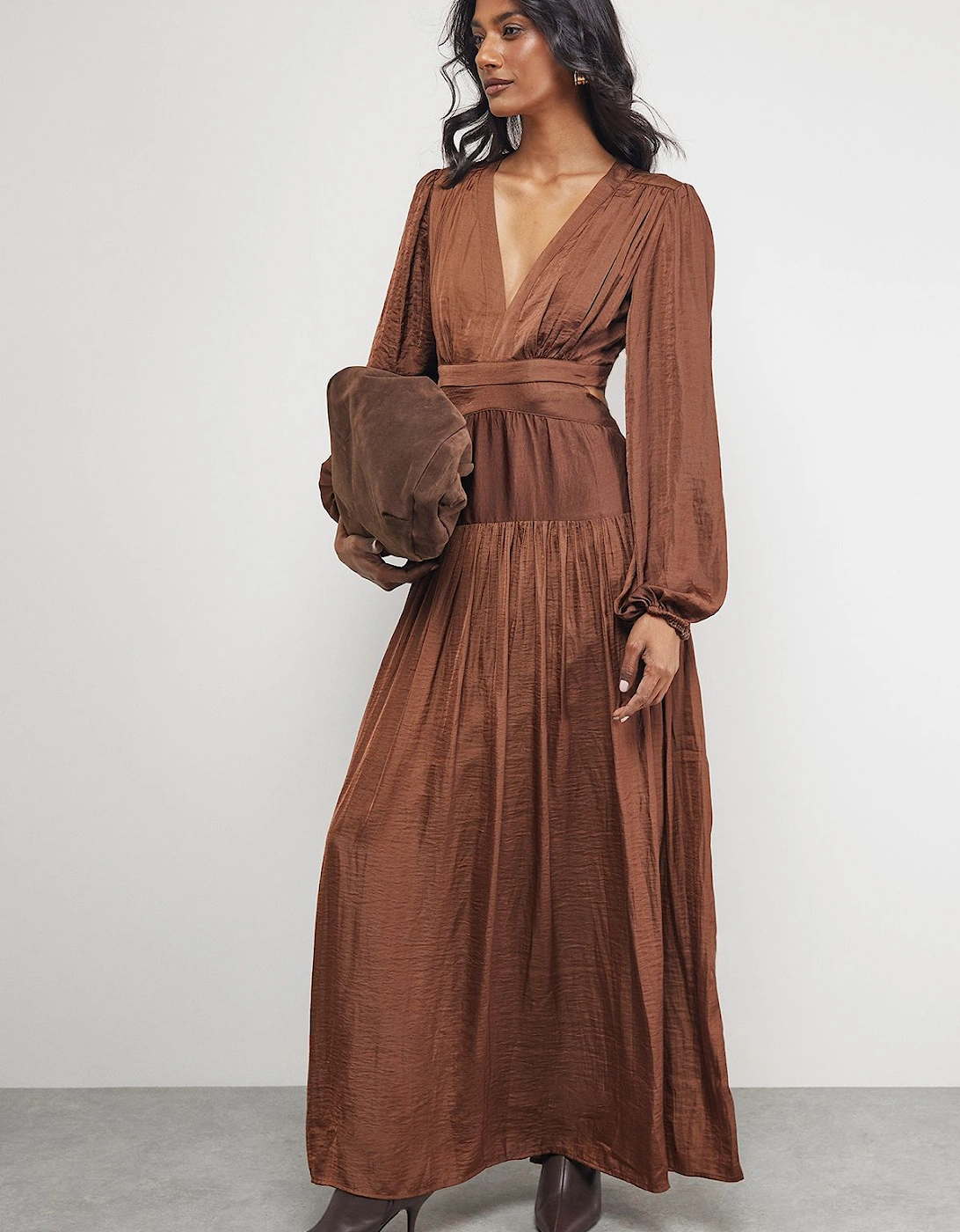 Premium Satin Open Back Maxi Dress, 2 of 1