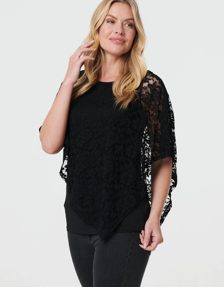 Floral Lace Asymmetric Layered Top