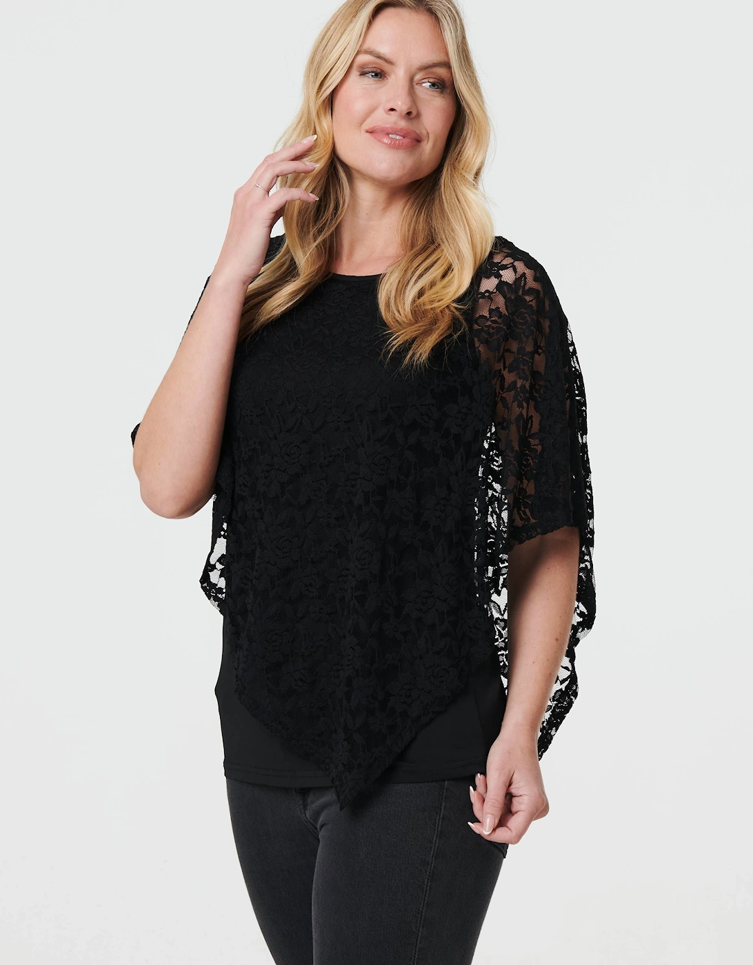 Floral Lace Asymmetric Layered Top, 2 of 1